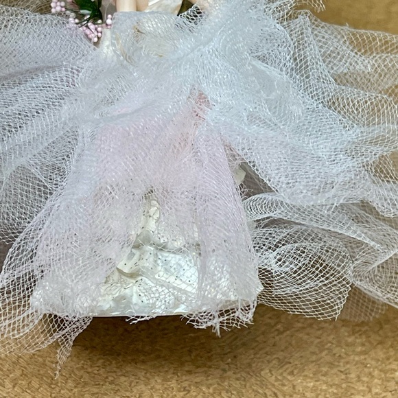 Vintage Wedding Cake Topper 4 inches Off White Tulle Dress Bride - Picture 10 of 13